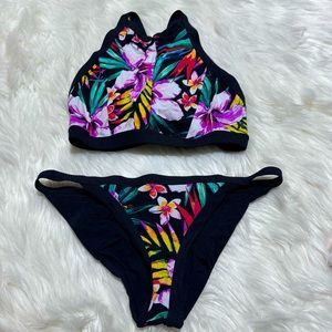 Hurley floral bikini topXS bottomM